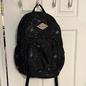 Billabong Black and Cream Logo Patch Backpack